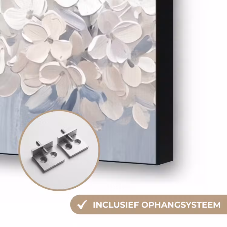 Bloemen - Illustratie - Blauw Textielframe zwart klein -USP_ophangsysteemNL