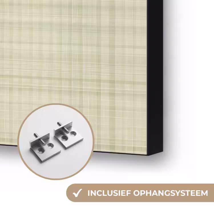 Bloemen - Illustratie - Geruit - Groen Textielframe zwart klein -USP_ophangsysteemNL