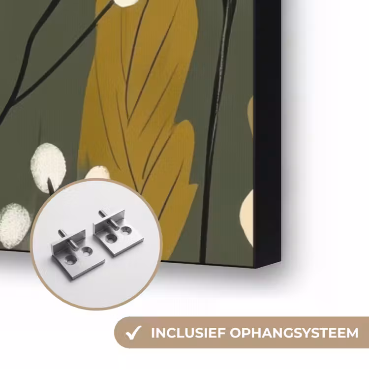 Bloemen - Illustratie - Groen Textielframe zwart klein -USP_ophangsysteemNL