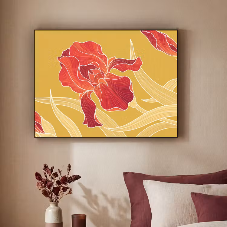 Art frame - Bloemen - Illustratie - Rood - Bloemen - Illustratie - Rood Textielframe zwart klein