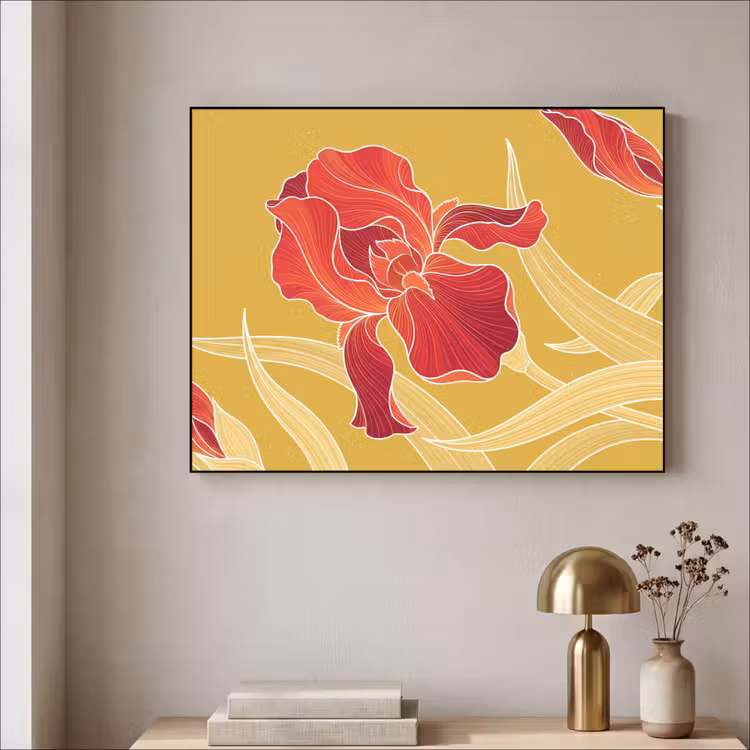 Art frame - Bloemen - Illustratie - Rood - Bloemen - Illustratie - Rood Textielframe zwart klein