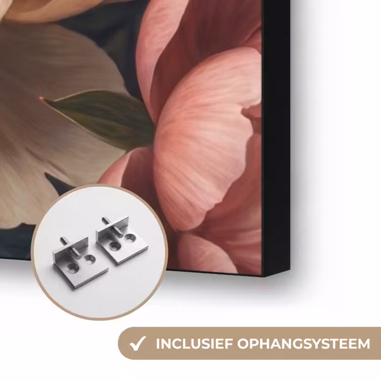 Bloemen - Insect - Natuur - Roze Textielframe zwart klein -USP_ophangsysteemNL