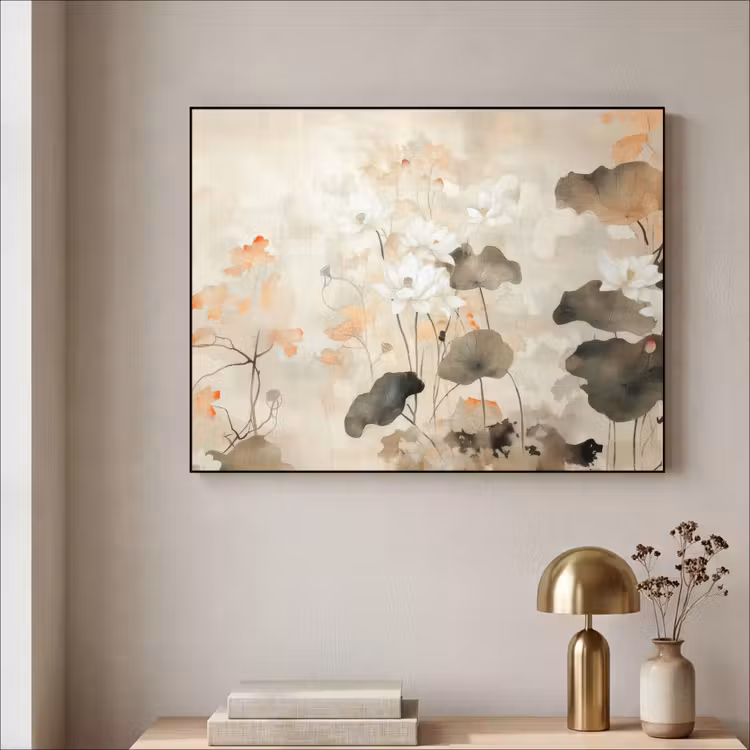 Bloemen - Japandi - Wabi sabi Textielframe - compleet frame klein -sfeer2