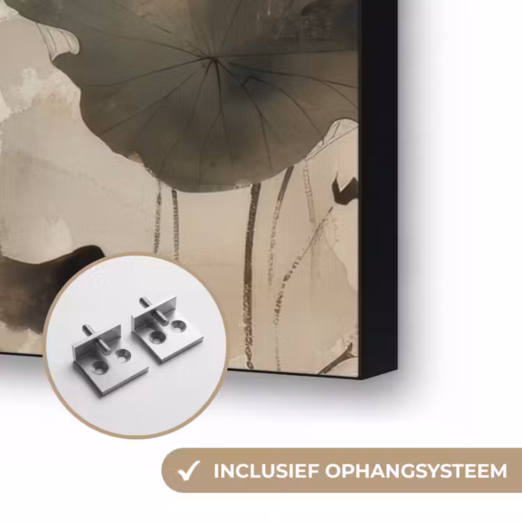 Bloemen - Japandi - Wabi sabi Textielframe zwart klein -USP_ophangsysteemNL