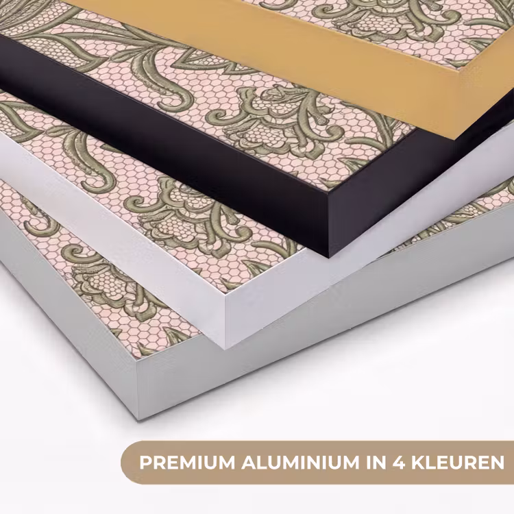 Bloemen - Kant - Patroon - Klassiek - Groen Textielframe zwart klein -USP_kleurenNL