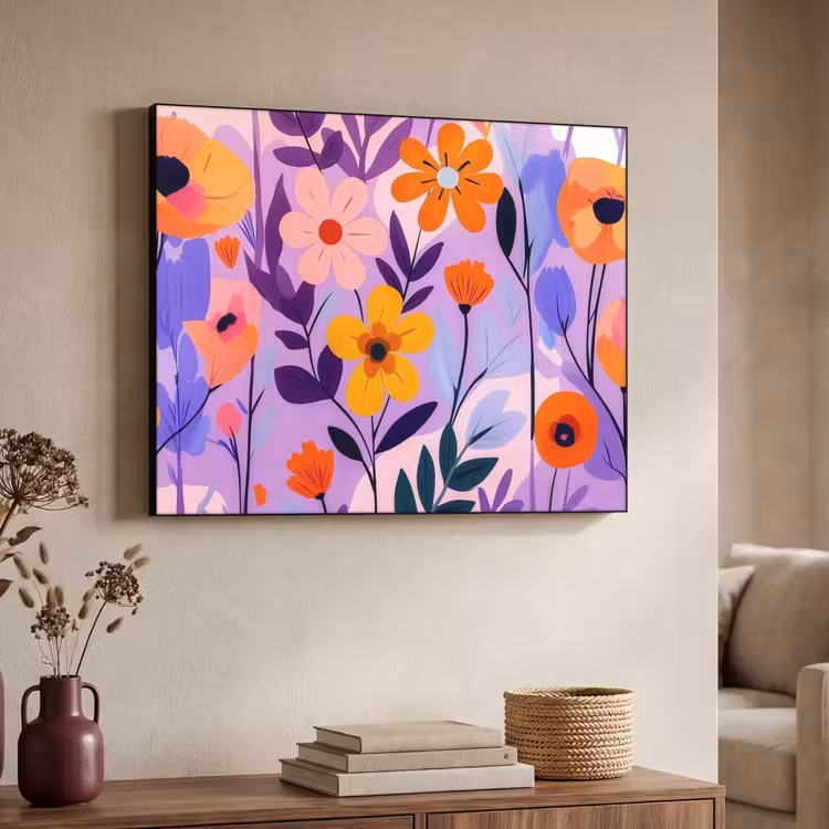 Bloemen - Kleurrijk - Bladeren Textielframe - compleet frame klein -sfeer3