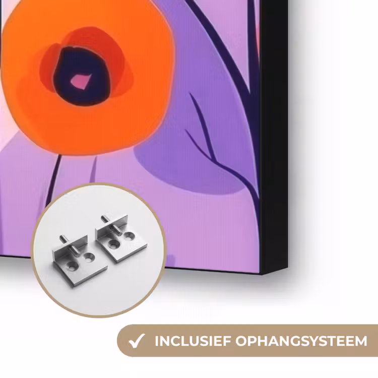 Bloemen - Kleurrijk - Bladeren Textielframe zwart klein -USP_ophangsysteemNL