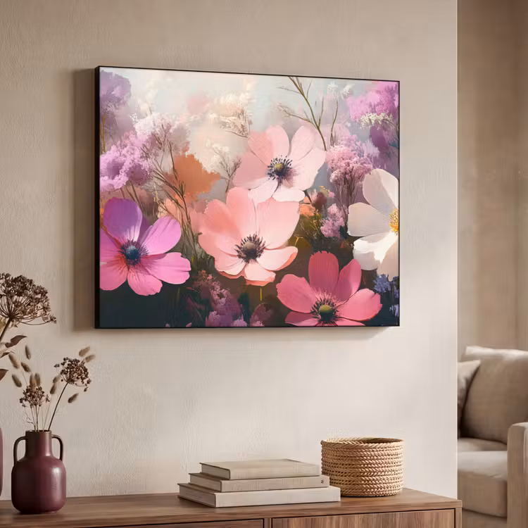 Bloemen - Kleurrijk - Bloei Textielframe zwart klein -sfeer3