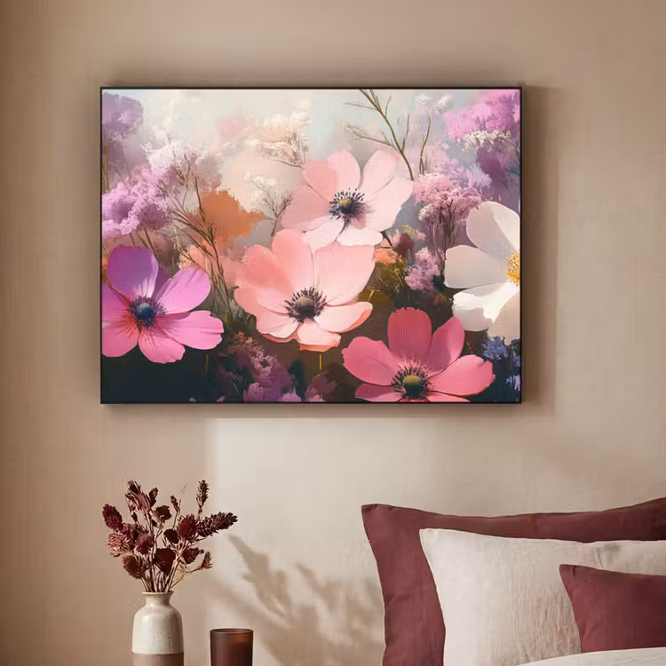 Bloemen - Kleurrijk - Bloei Textielframe zwart klein -sfeer1