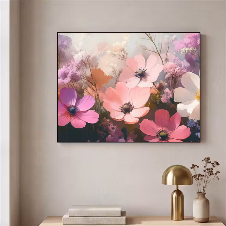 Bloemen - Kleurrijk - Bloei Textielframe zwart klein -sfeer2