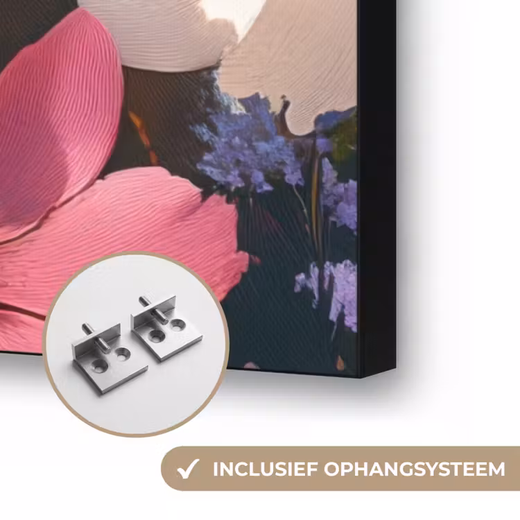 Bloemen - Kleurrijk - Bloei Textielframe zwart klein -USP_ophangsysteemNL