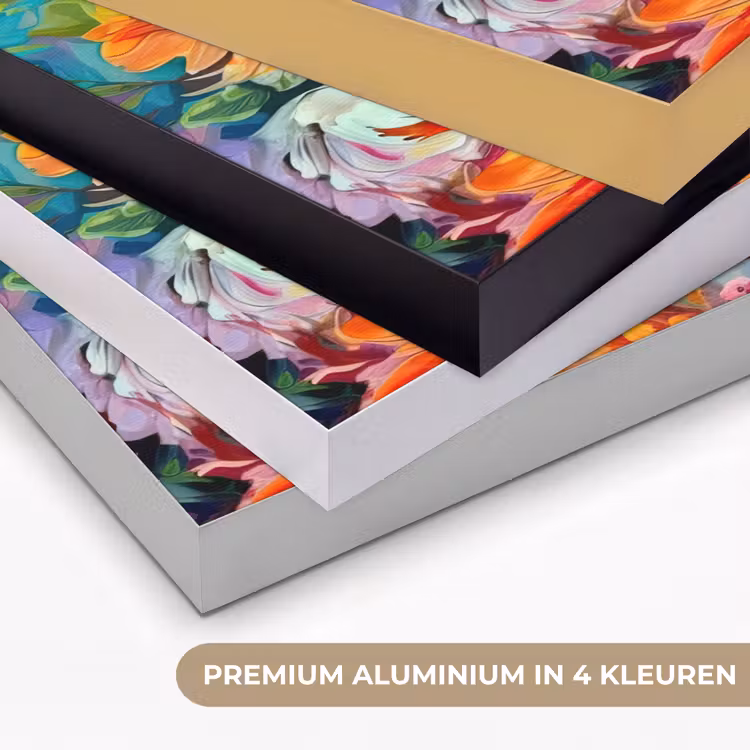 Bloemen - Kleurrijk - Kunst - Olieverf Textielframe zwart klein -USP_kleurenNL