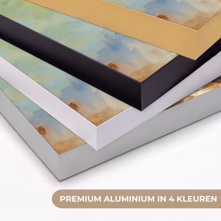 Bloemen - Kleurrijk - Olieverf - Bloempot Textielframe zwart klein -USP_kleurenNL
