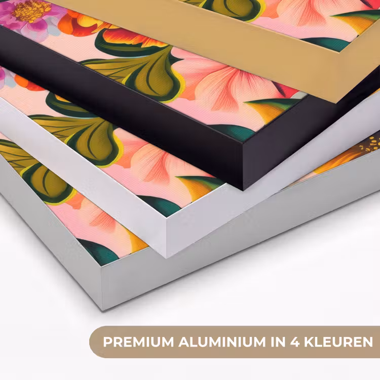 Bloemen - Kleurrijk - Roze Textielframe zwart klein -USP_kleurenNL
