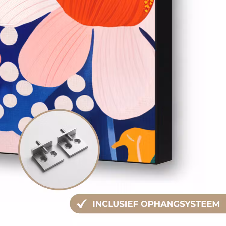Bloemen - Kleurrijk - Stippen Textielframe zwart klein -USP_ophangsysteemNL