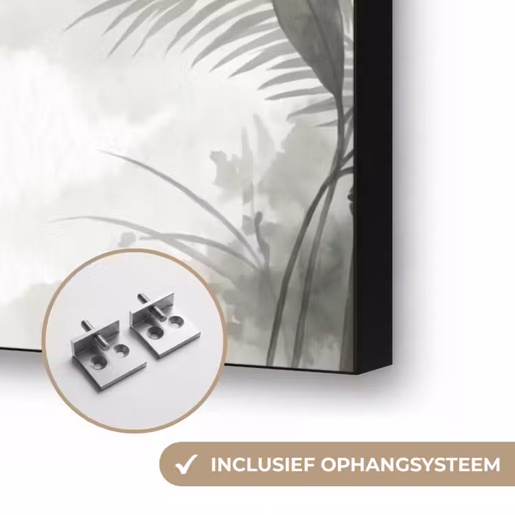 Bloemen - Knop - Tuin - Illustratie - Wit Textielframe zwart klein -USP_ophangsysteemNL