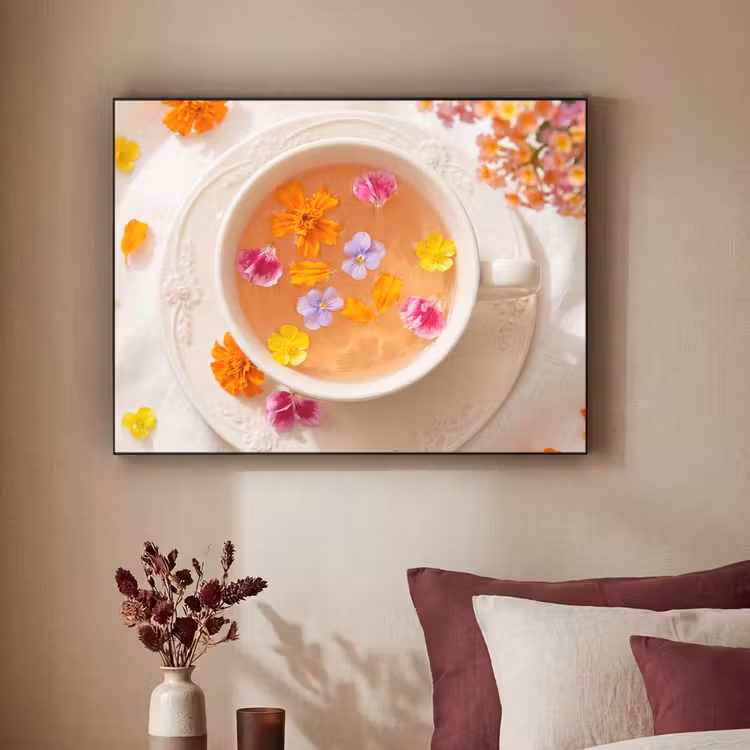 Bloemen - Kop - Natuur - Kleurrijk - Zomer Textielframe zwart klein -sfeer1