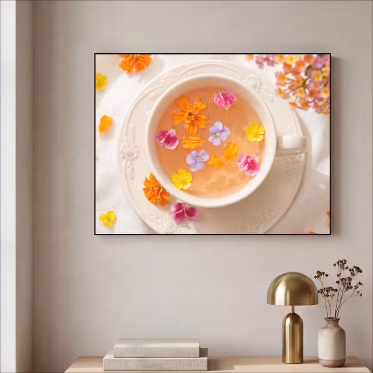 Bloemen - Kop - Natuur - Kleurrijk - Zomer Textielframe zwart klein -sfeer2