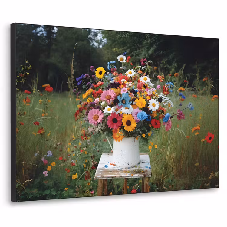 Bloemen - Krukje - Gieter - Veld Textielframe - compleet frame klein -3d