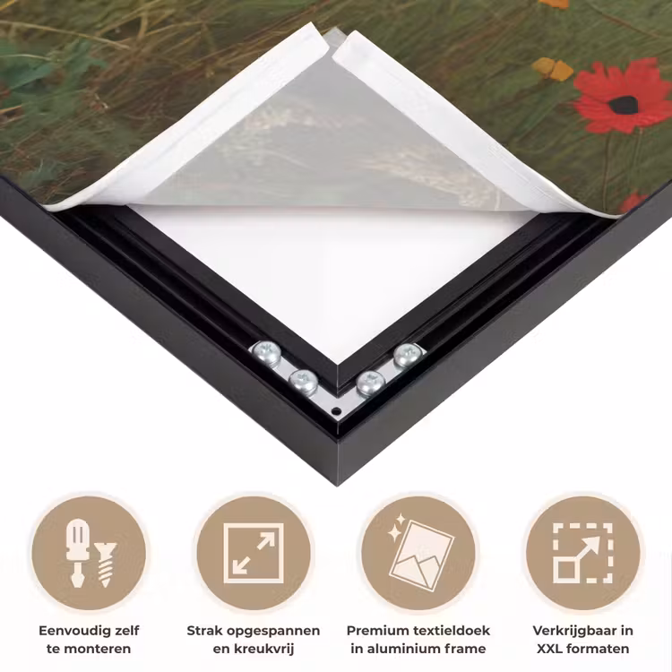 Bloemen - Krukje - Gieter - Veld Textielframe zwart klein -USP_feed_closeupNL