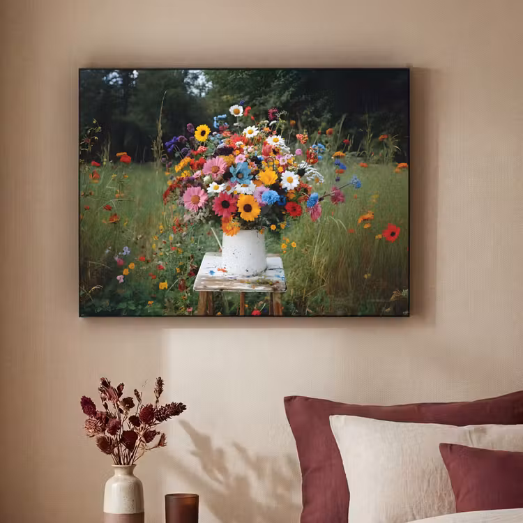 Bloemen - Krukje - Gieter - Veld Textielframe - compleet frame klein -sfeer1