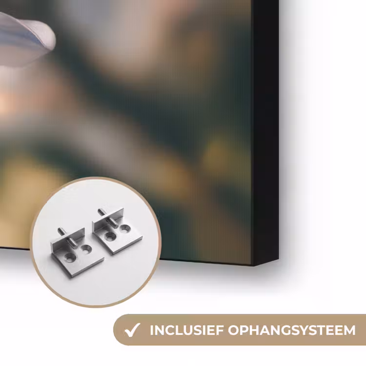 Bloemen - Lichtblauw - Wazig - Trosje Textielframe zwart klein -USP_ophangsysteemNL