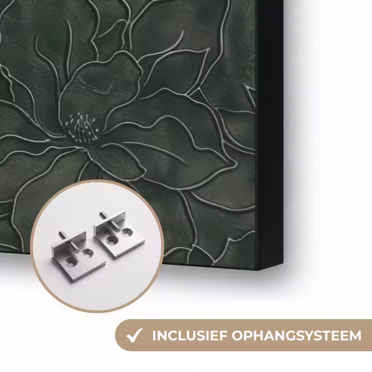 Bloemen - Lijnen - Groen Textielframe zwart klein 947 -USP_ophangsysteemNL