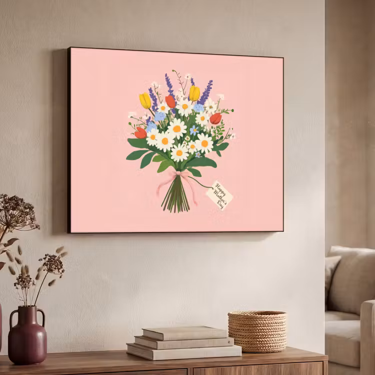 Bloemen - Lint - Kaartje Textielframe - compleet frame klein -sfeer3