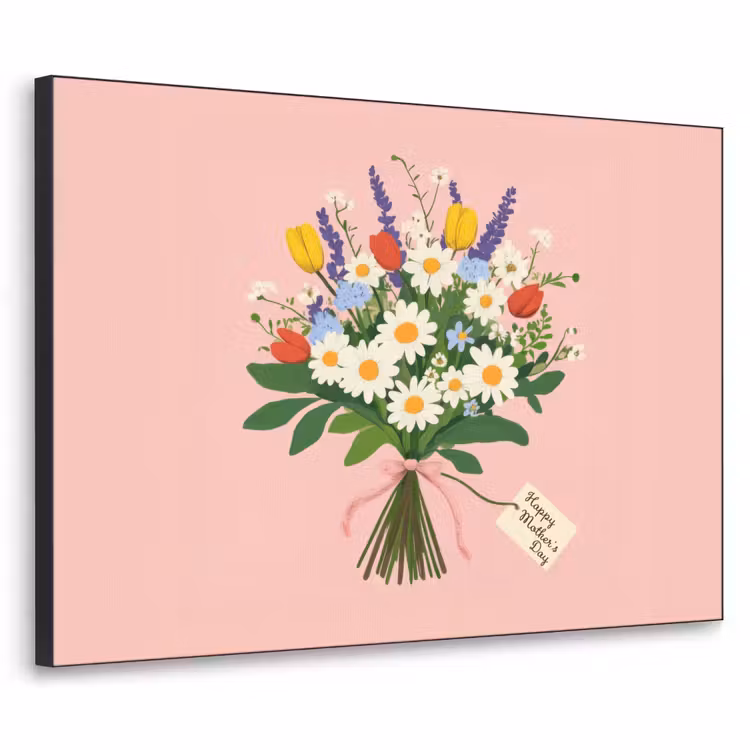 Bloemen - Lint - Kaartje Textielframe zwart klein -3d