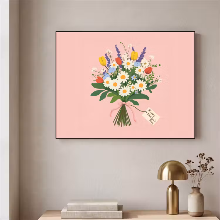 Bloemen - Lint - Kaartje Textielframe zwart klein -sfeer2