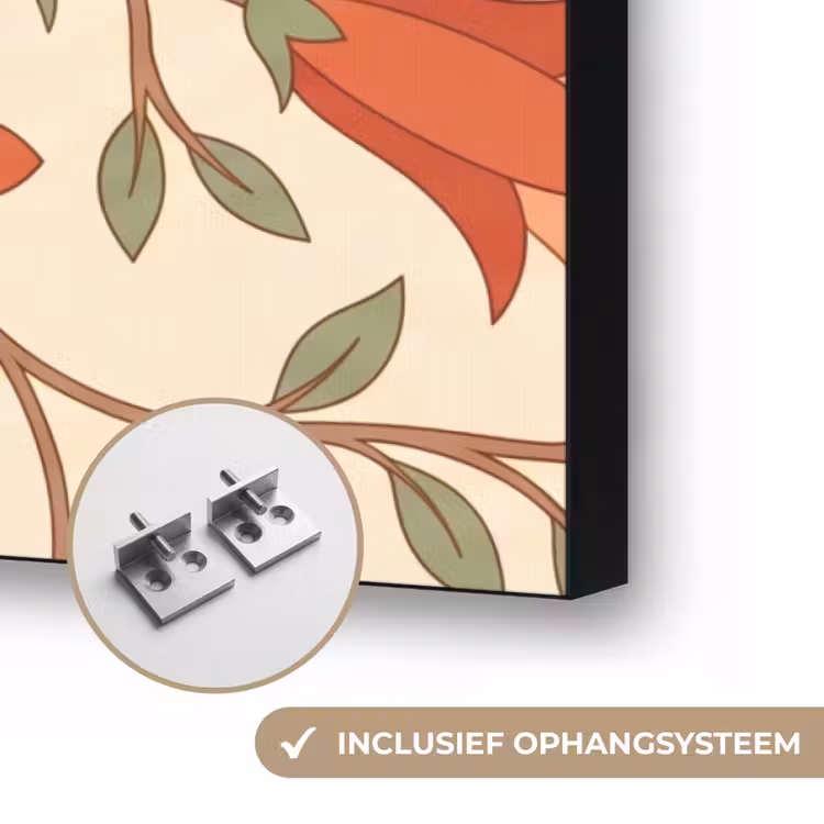 Bloemen - Mandala - Decoratief - Rood Textielframe zwart klein -USP_ophangsysteemNL