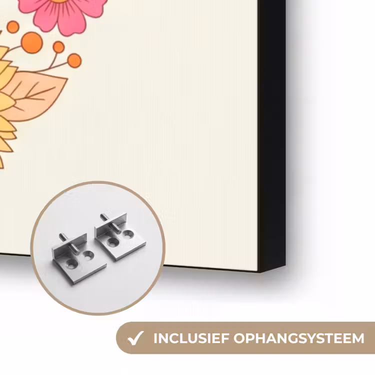 Bloemen - Mandala - Patroon - Kleurrijk Textielframe zwart klein -USP_ophangsysteemNL