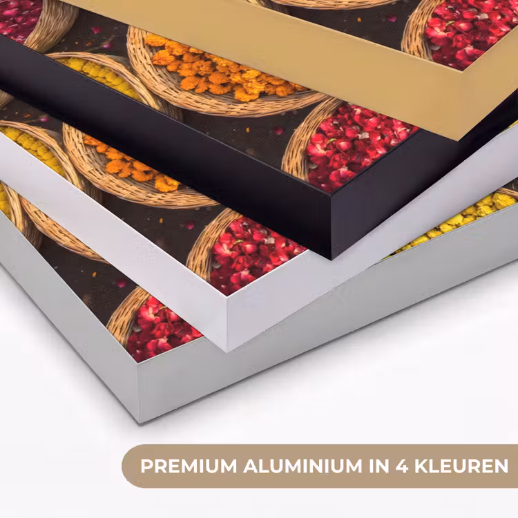 Art frame - Bloemen - Markt - Kleurrijk - Bloemen - Markt - Kleurrijk Textielframe zwart klein