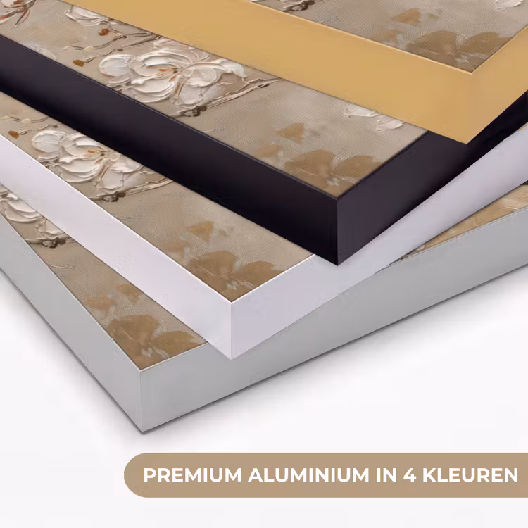 Bloemen - Modern - Beige - Wit - Bloesem Textielframe zwart klein -USP_kleurenNL