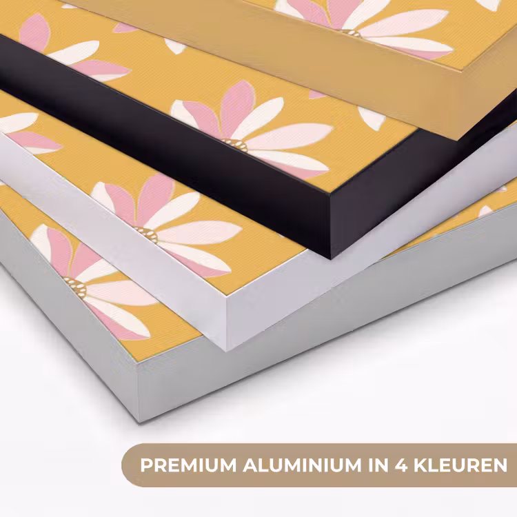 Bloemen - Modern - Geel Textielframe zwart klein 947 -USP_kleurenNL