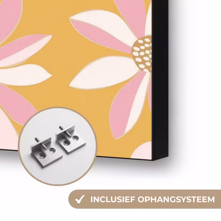 Bloemen - Modern - Geel Textielframe zwart klein 947 -USP_ophangsysteemNL