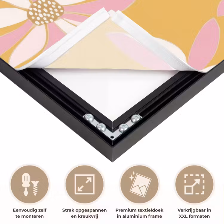 Bloemen - Modern - Geel Textielframe zwart klein 947 -USP_feed_closeupNL