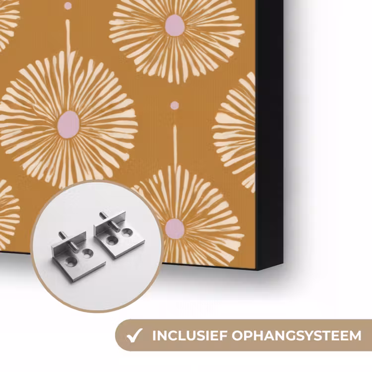 Bloemen - Modern - Oker Textielframe zwart klein 947 -USP_ophangsysteemNL