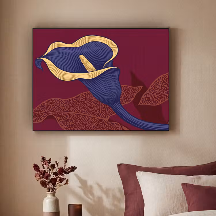 Art frame - Bloemen - Modern - Paars - Bloemen - Modern - Paars Textielframe zwart klein