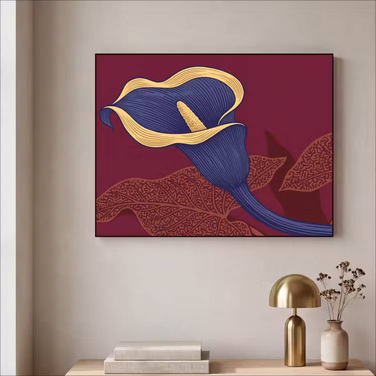 Art frame - Bloemen - Modern - Paars - Bloemen - Modern - Paars Textielframe zwart klein
