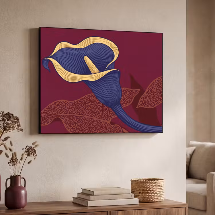 Art frame - Bloemen - Modern - Paars - Bloemen - Modern - Paars Textielframe zwart klein