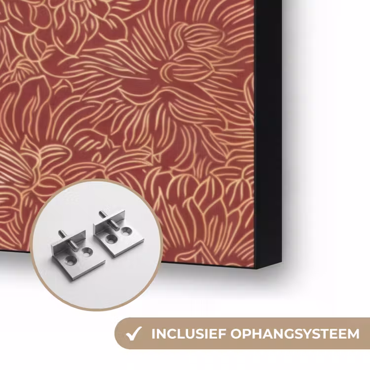 Bloemen - Motief - Rood Textielframe zwart klein 947 -USP_ophangsysteemNL