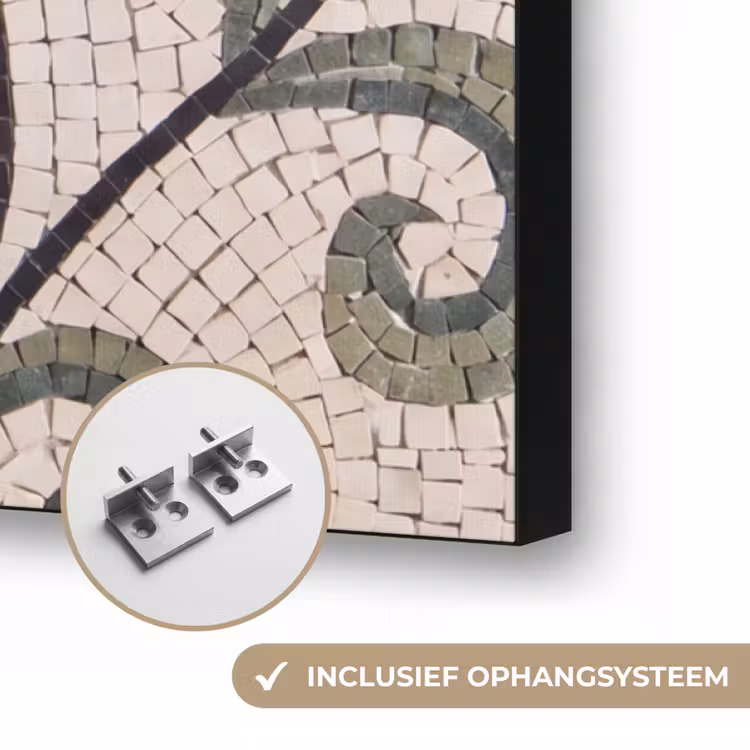 Bloemen - Mozaïek - Patroon - Abstract - Groen Textielframe zwart klein -USP_ophangsysteemNL