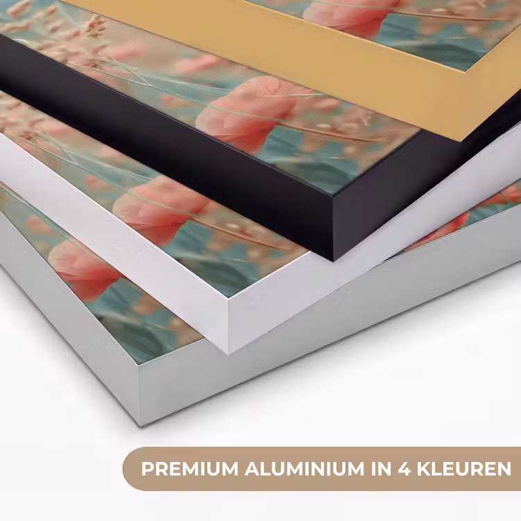Bloemen - Natuur - Klaprozen - Bloemenveld Textielframe zwart klein -USP_kleurenNL