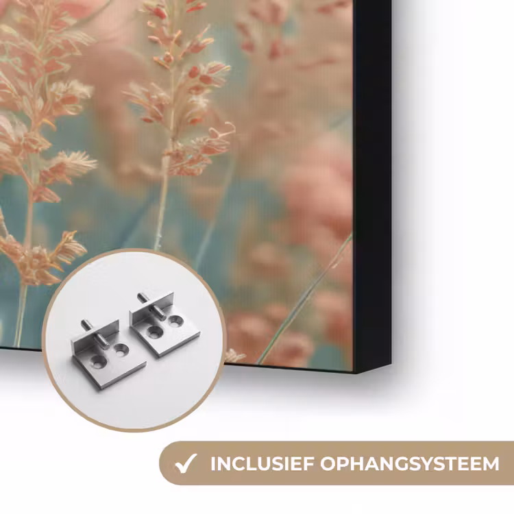 Bloemen - Natuur - Klaprozen - Bloemenveld Textielframe zwart klein -USP_ophangsysteemNL
