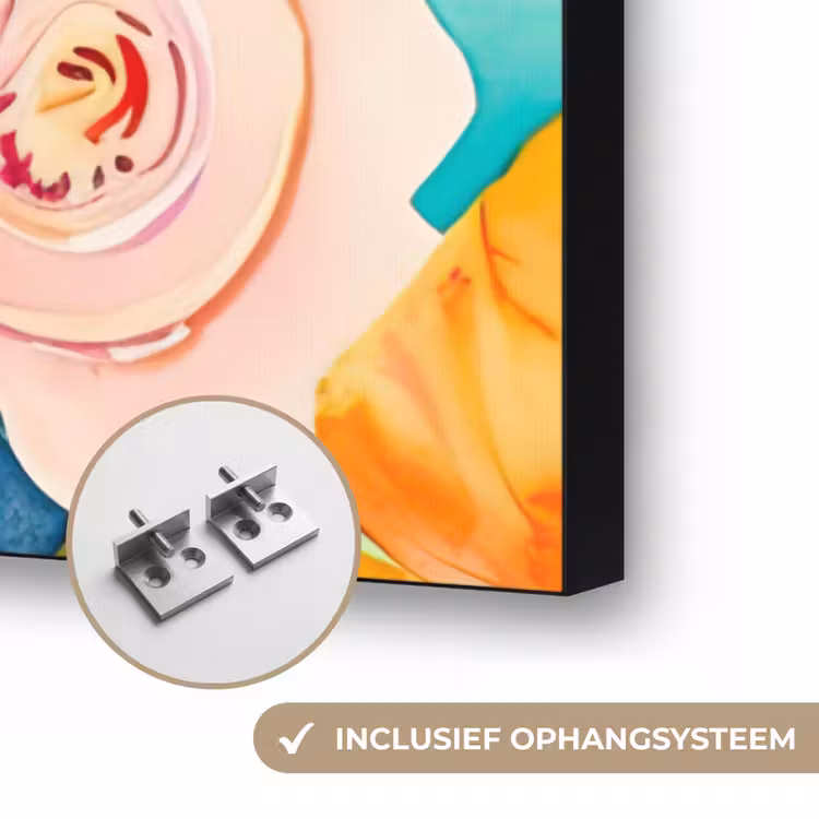 Bloemen - Olieverf - Kleurrijk - Natuur Textielframe zwart klein -USP_ophangsysteemNL