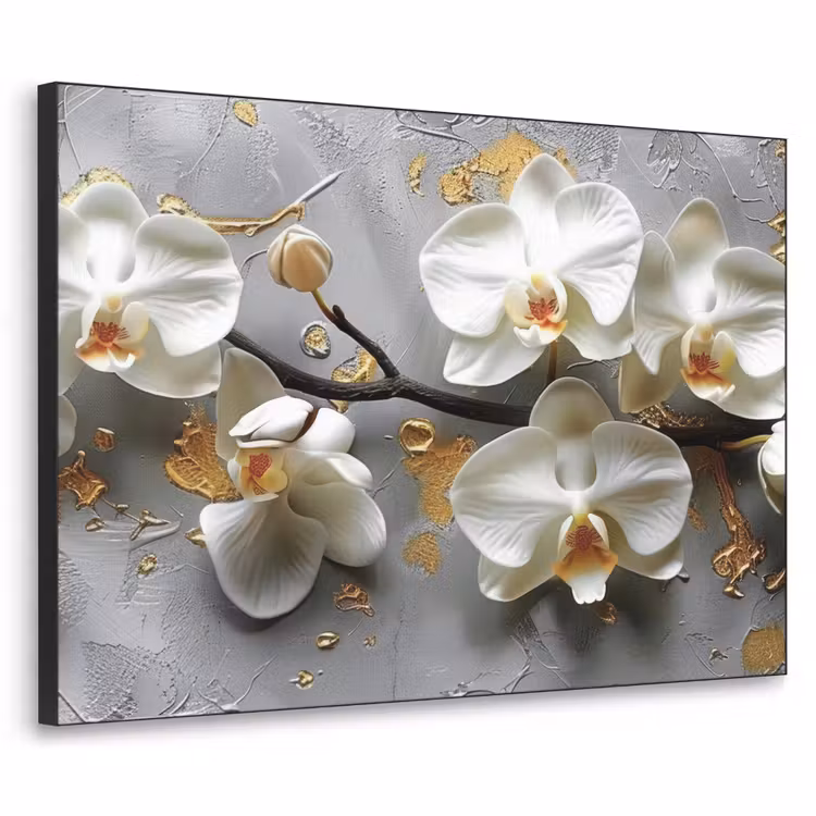 Bloemen - Orchidee - Abstract - Modern Textielframe zwart klein -3d