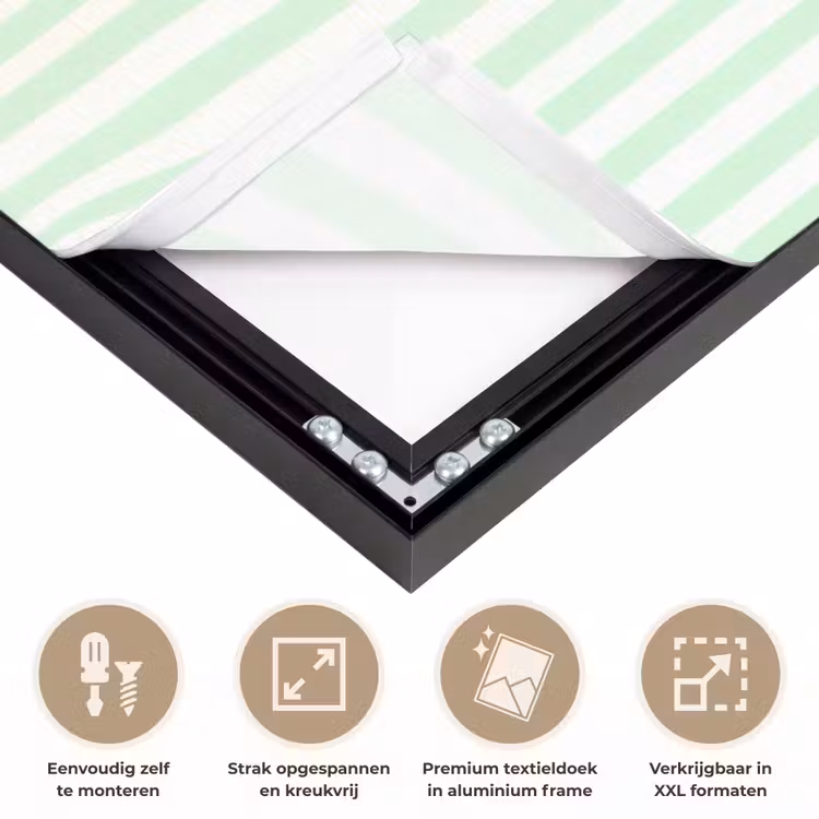 Bloemen - Ovaal - Strepen - Groen Textielframe zwart klein -USP_feed_closeupNL