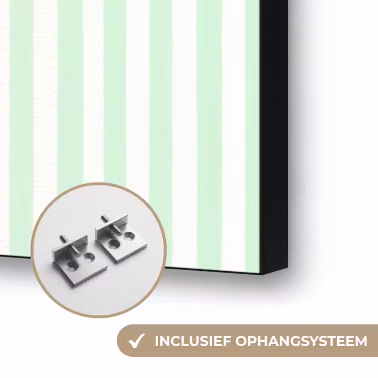 Bloemen - Ovaal - Strepen - Groen Textielframe zwart klein -USP_ophangsysteemNL