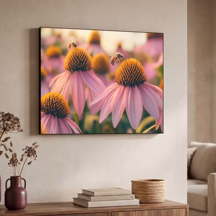 Bloemen - Paars - Bijen Textielframe - compleet frame klein -sfeer3